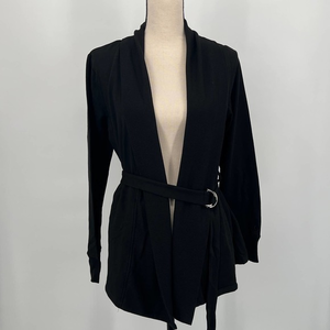 Cuddl Duds Black Cardigan Wrap‎ Belted Open Front New X-Small